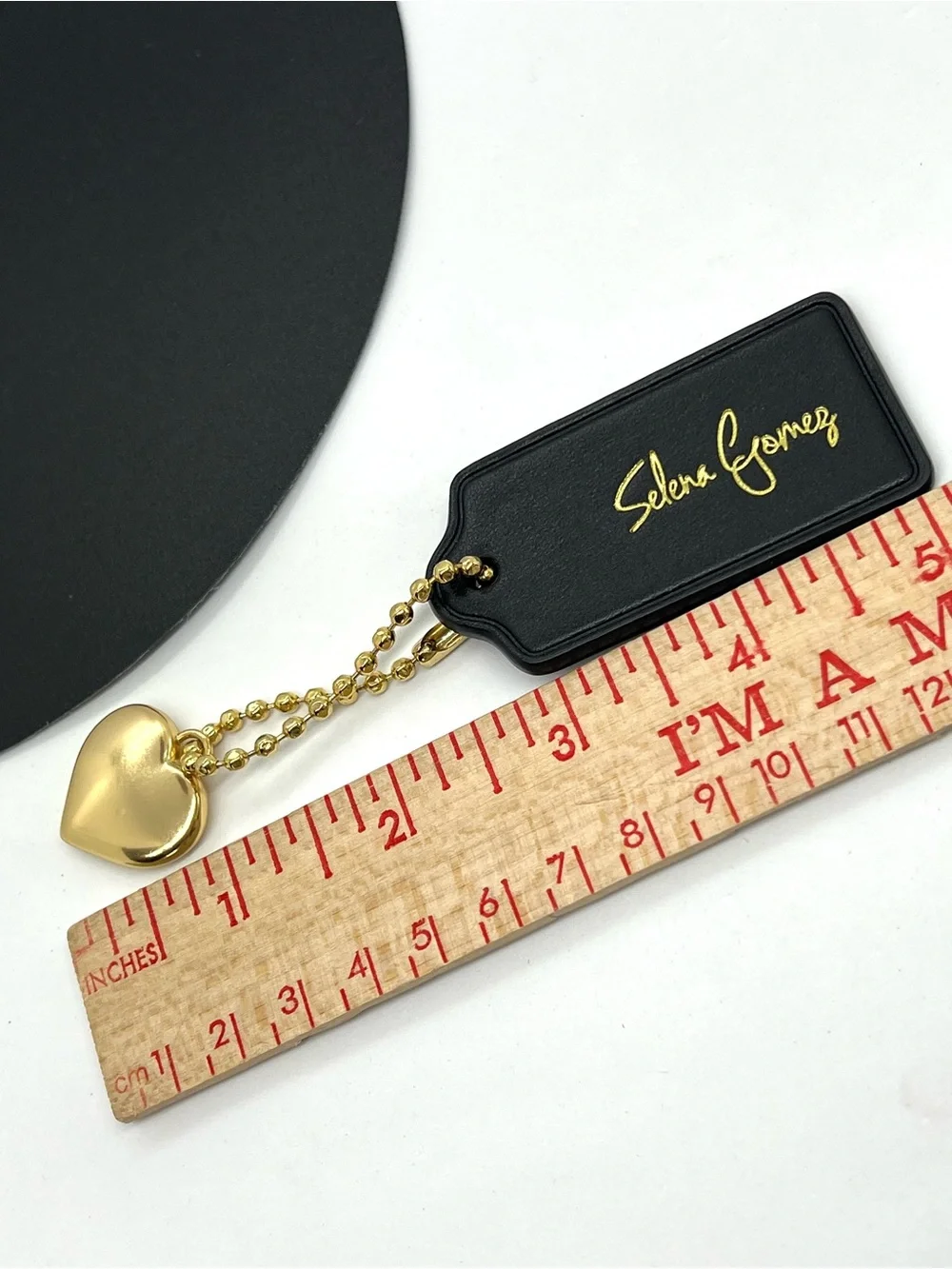 Coach x Selena Gomez Heart Bag Charm Black Leather Hangtag Limited Edition